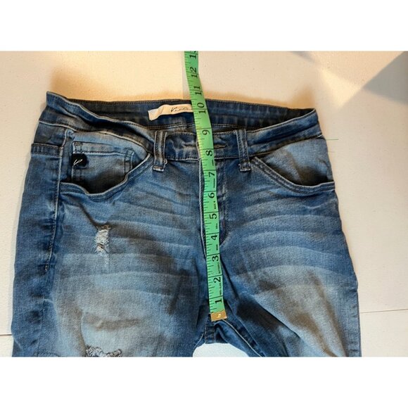 Kancan Los Angeles Skinny Jeans Raw Hem Distressed Mid Rise Blue Size 27 - Picture 4 of 10